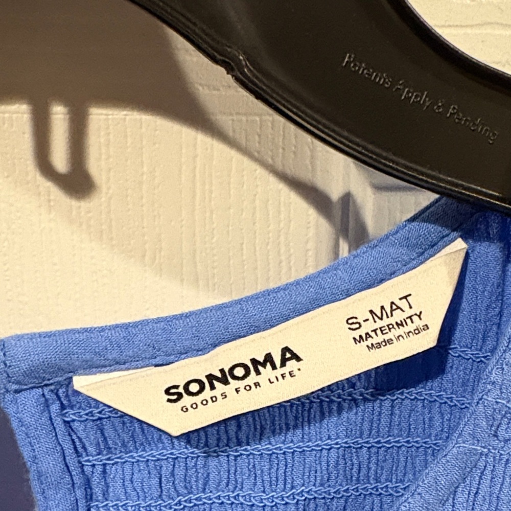 NWT! Sonoma Motherhood Maternity, Long Sleeve Smocked Royal Blue Dress - Picture 2 of 8